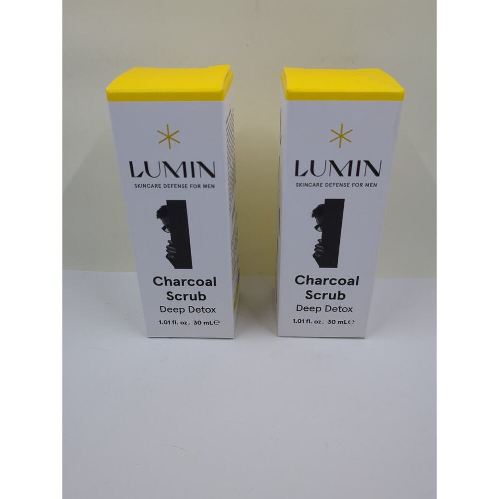 Lumin Men’s Cleansing Charcoal Scrub Deep Detox 1.01 fl oz 30mL Lot Of 2